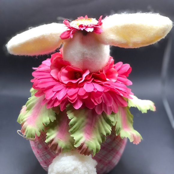 FLORAL RABBIT BUNNY Adorable Plush Bean Base Adjustable Wire Ears Easter Gift - Picture 9 of 15
